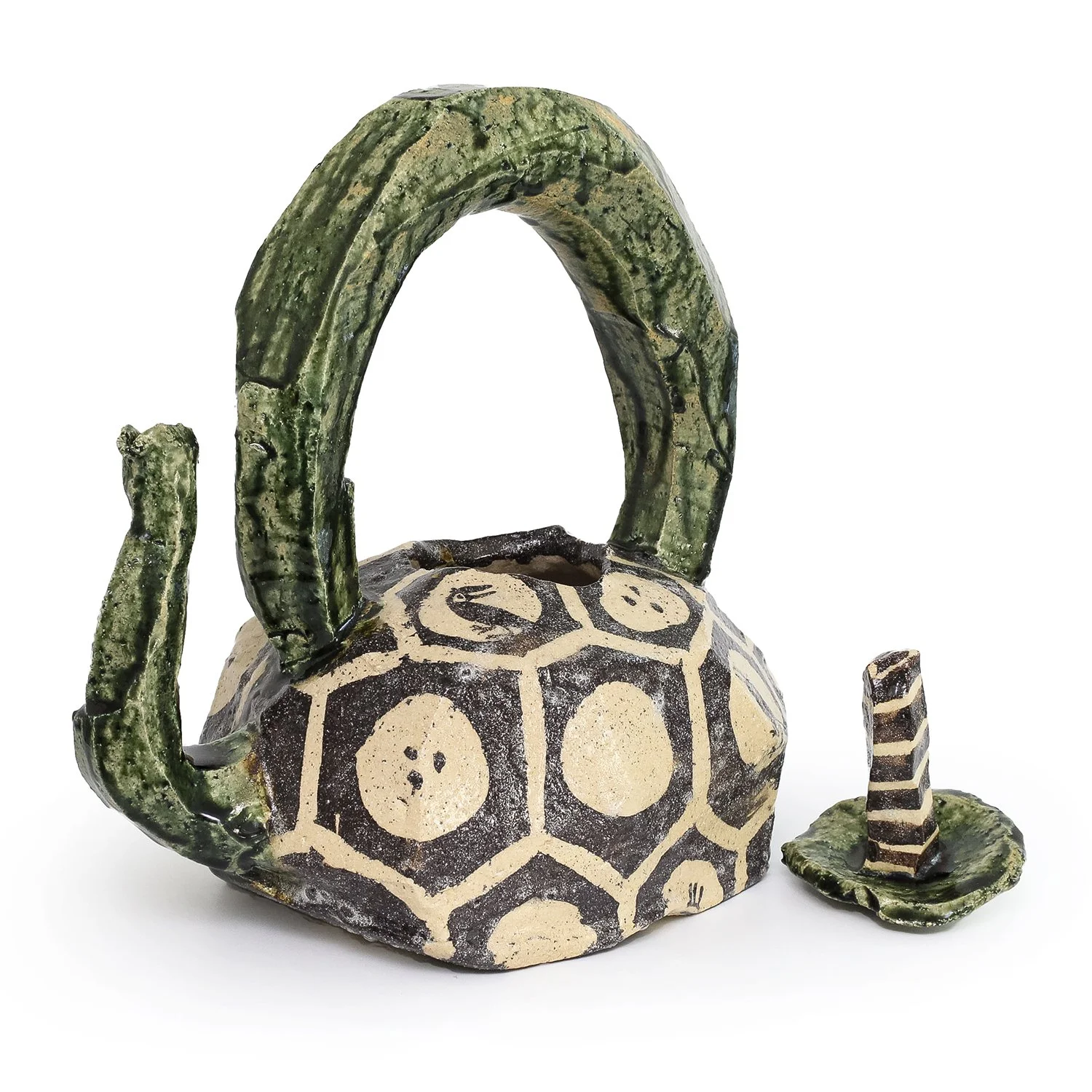 Suzuki Goro - Large Oribe Teapot with Ravens (INV# NP5113) — The